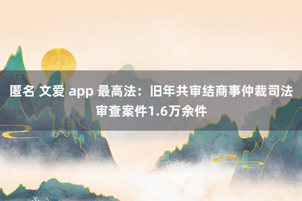 匿名 文爱 app 最高法：旧年共审结商事仲裁司法审查案件1.6万余件