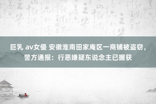 巨乳 av女優 安徽淮南田家庵区一商铺被盗窃，警方通报：行恶嫌疑东说念主已握获