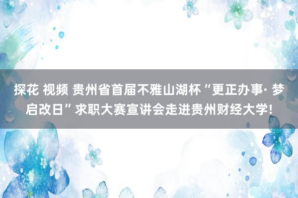 探花 视频 贵州省首届不雅山湖杯“更正办事· 梦启改日”求职大赛宣讲会走进贵州财经大学!