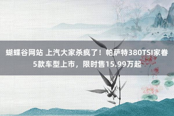 蝴蝶谷网站 上汽大家杀疯了！帕萨特380TSI家眷5款车型上市，限时售15.99万起