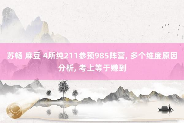 苏畅 麻豆 4所纯211参预985阵营， 多个维度原因分析， 考上等于赚到