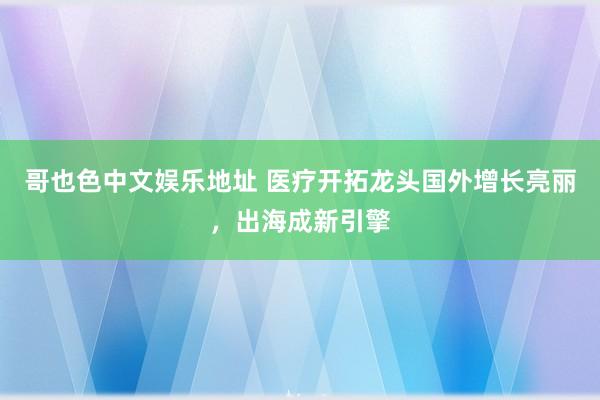 哥也色中文娱乐地址 医疗开拓龙头国外增长亮丽，出海成新引擎