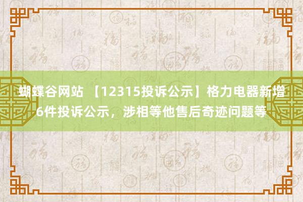 蝴蝶谷网站 【12315投诉公示】格力电器新增6件投诉公示，涉相等他售后奇迹问题等