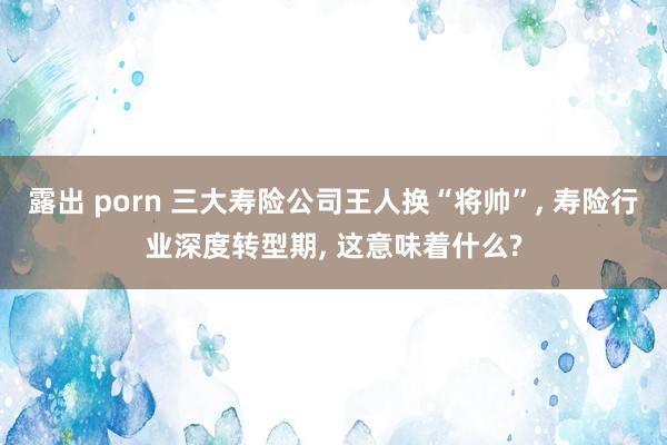 露出 porn 三大寿险公司王人换“将帅”， 寿险行业深度转型期， 这意味着什么?