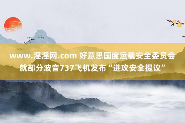 www.淫淫网.com 好意思国度运载安全委员会就部分波音737飞机发布“进攻安全提议”