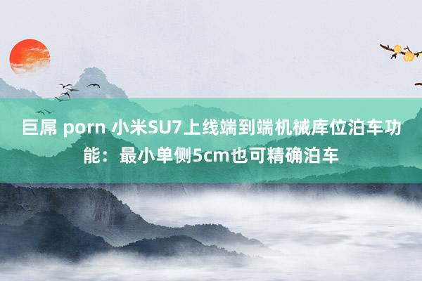 巨屌 porn 小米SU7上线端到端机械库位泊车功能：最小单侧5cm也可精确泊车