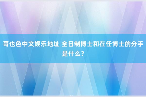 哥也色中文娱乐地址 全日制博士和在任博士的分手是什么？