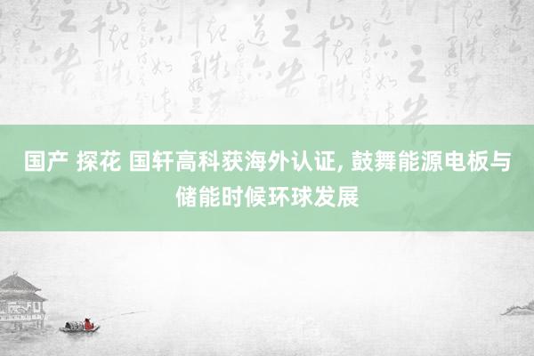 国产 探花 国轩高科获海外认证， 鼓舞能源电板与储能时候环球发展