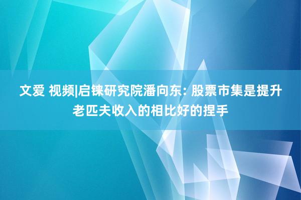 文爱 视频|启铼研究院潘向东: 股票市集是提升老匹夫收入的相比好的捏手