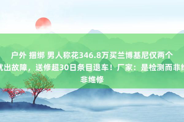 户外 捆绑 男人称花346.8万买兰博基尼仅两个月就出故障，送修超30日条目退车！厂家：是检测而非维修