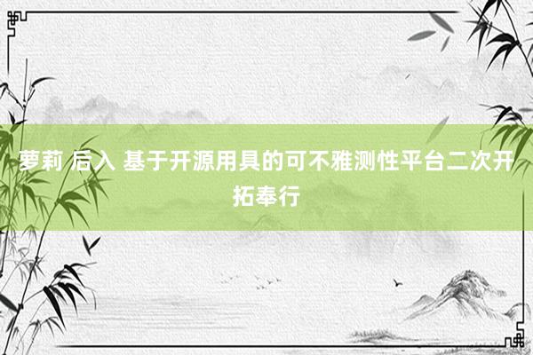 萝莉 后入 基于开源用具的可不雅测性平台二次开拓奉行