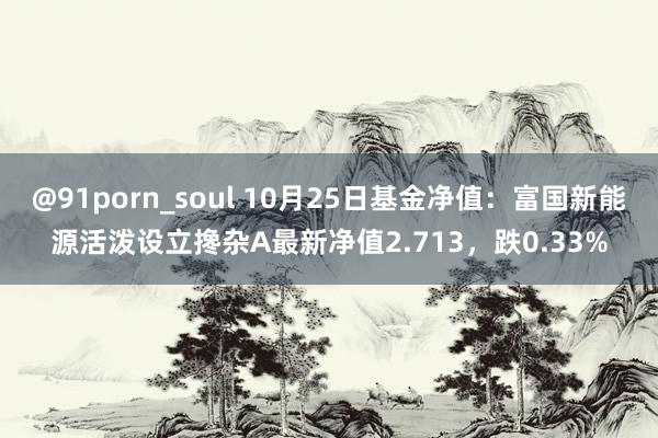 @91porn_soul 10月25日基金净值：富国新能源活泼设立搀杂A最新净值2.713，跌0.33%