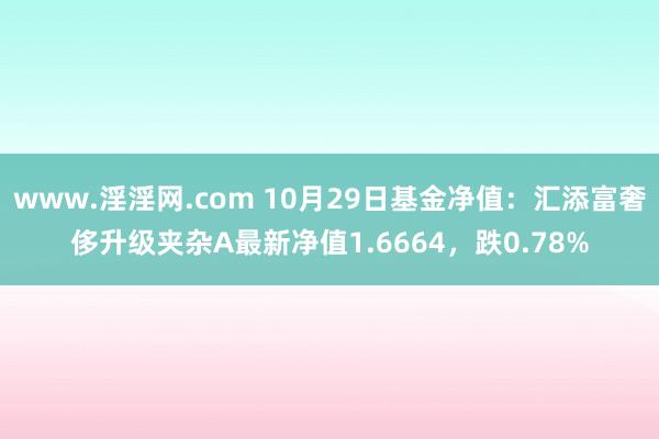 www.淫淫网.com 10月29日基金净值：汇添富奢侈升级夹杂A最新净值1.6664，跌0.78%