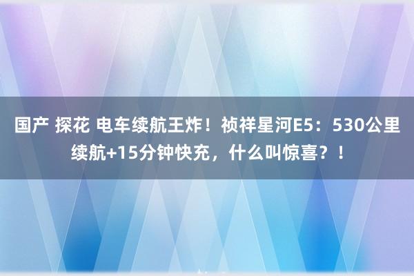 国产 探花 电车续航王炸！祯祥星河E5：530公里续航+15分钟快充，什么叫惊喜？！