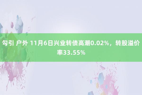 勾引 户外 11月6日兴业转债高潮0.02%，转股溢价率33.55%