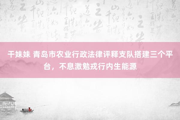 干妹妹 青岛市农业行政法律评释支队搭建三个平台，不息激勉戎行内生能源