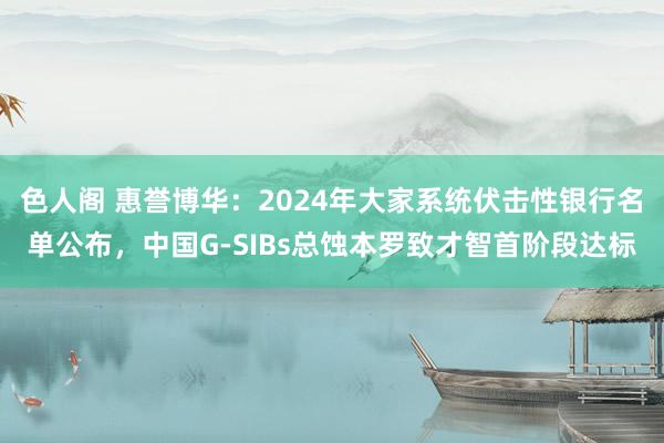 色人阁 惠誉博华：2024年大家系统伏击性银行名单公布，中国G-SIBs总蚀本罗致才智首阶段达标