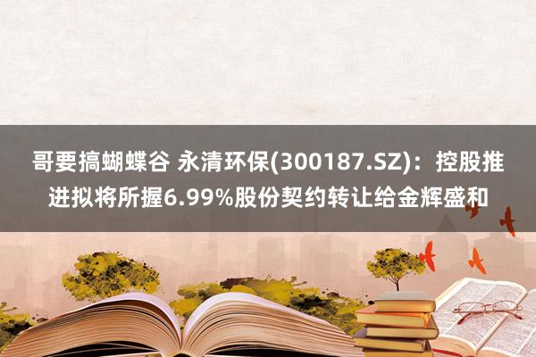 哥要搞蝴蝶谷 永清环保(300187.SZ)：控股推进拟将所握6.99%股份契约转让给金辉盛和