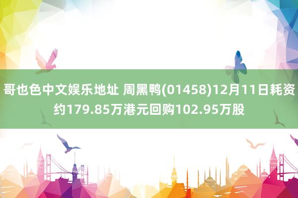 哥也色中文娱乐地址 周黑鸭(01458)12月11日耗资约179.85万港元回购102.95万股