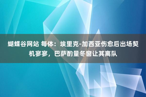 蝴蝶谷网站 每体：埃里克-加西亚伤愈后出场契机寥寥，巴萨酌量冬窗让其离队