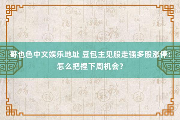 哥也色中文娱乐地址 豆包主见股走强多股涨停：怎么把捏下周机会？