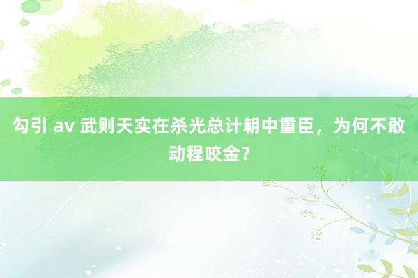 勾引 av 武则天实在杀光总计朝中重臣，为何不敢动程咬金？