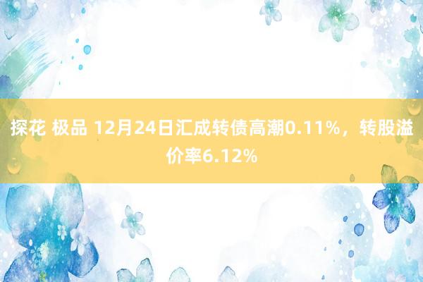 探花 极品 12月24日汇成转债高潮0.11%，转股溢价率6.12%