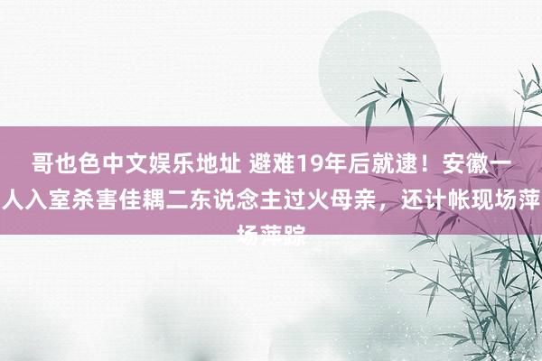 哥也色中文娱乐地址 避难19年后就逮！安徽一男人入室杀害佳耦二东说念主过火母亲，还计帐现场萍踪