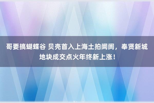 哥要搞蝴蝶谷 贝壳首入上海土拍阛阓，奉贤新城地块成交点火年终新上涨！