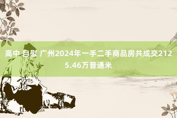 高中 自慰 广州2024年一手二手商品房共成交2125.46万普通米