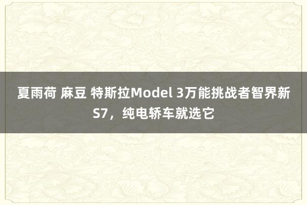 夏雨荷 麻豆 特斯拉Model 3万能挑战者智界新S7，纯电轿车就选它