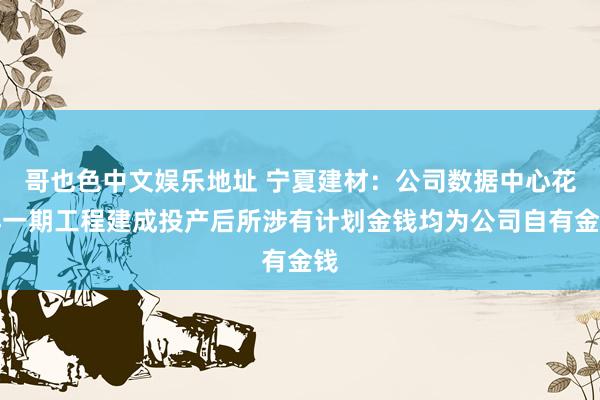 哥也色中文娱乐地址 宁夏建材：公司数据中心花样一期工程建成投产后所涉有计划金钱均为公司自有金钱