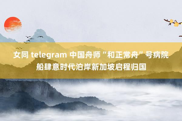 女同 telegram 中国舟师“和正常舟”号病院船肆意时代泊岸新加坡启程归国