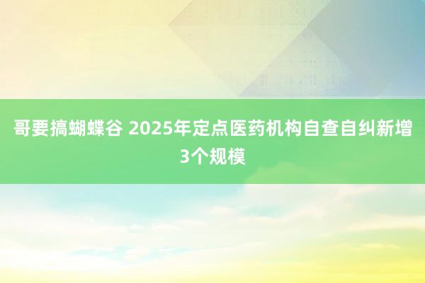 哥要搞蝴蝶谷 2025年定点医药机构自查自纠新增3个规模