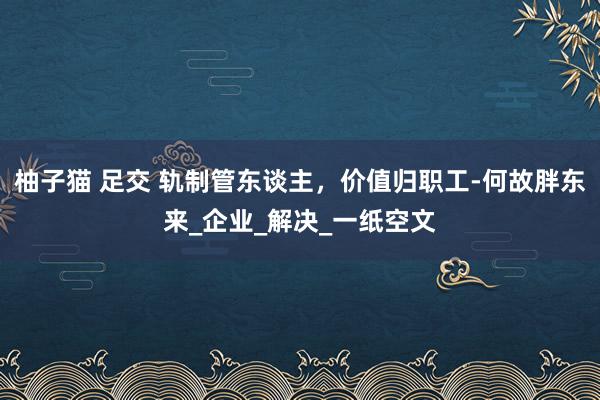 柚子猫 足交 轨制管东谈主，价值归职工-何故胖东来_企业_解决_一纸空文